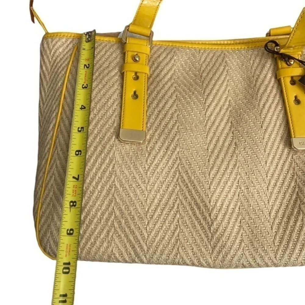 Cole haan wicker and yellow Jersey sea eat west tote nwt - Picture 2 of 13